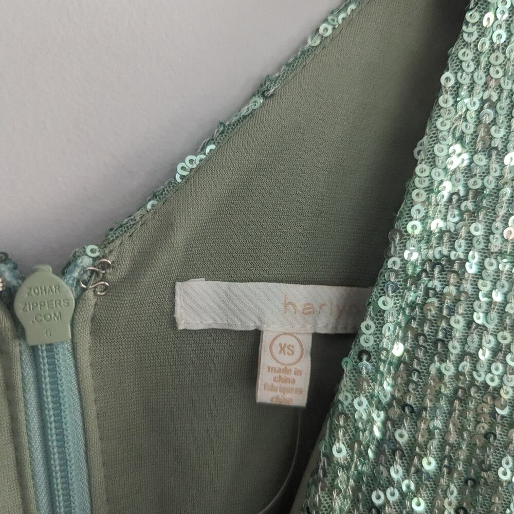 Women's Harlyn Mint Blue Sequin Dress XS Faux Wrap Front Cocktail Formal - Picture 8 of 8